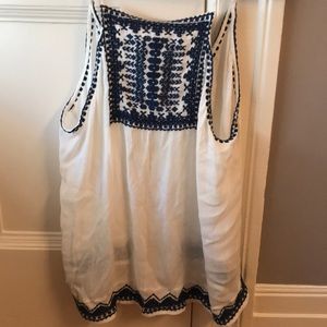 Urban Outfitters flowy blue and white print tank